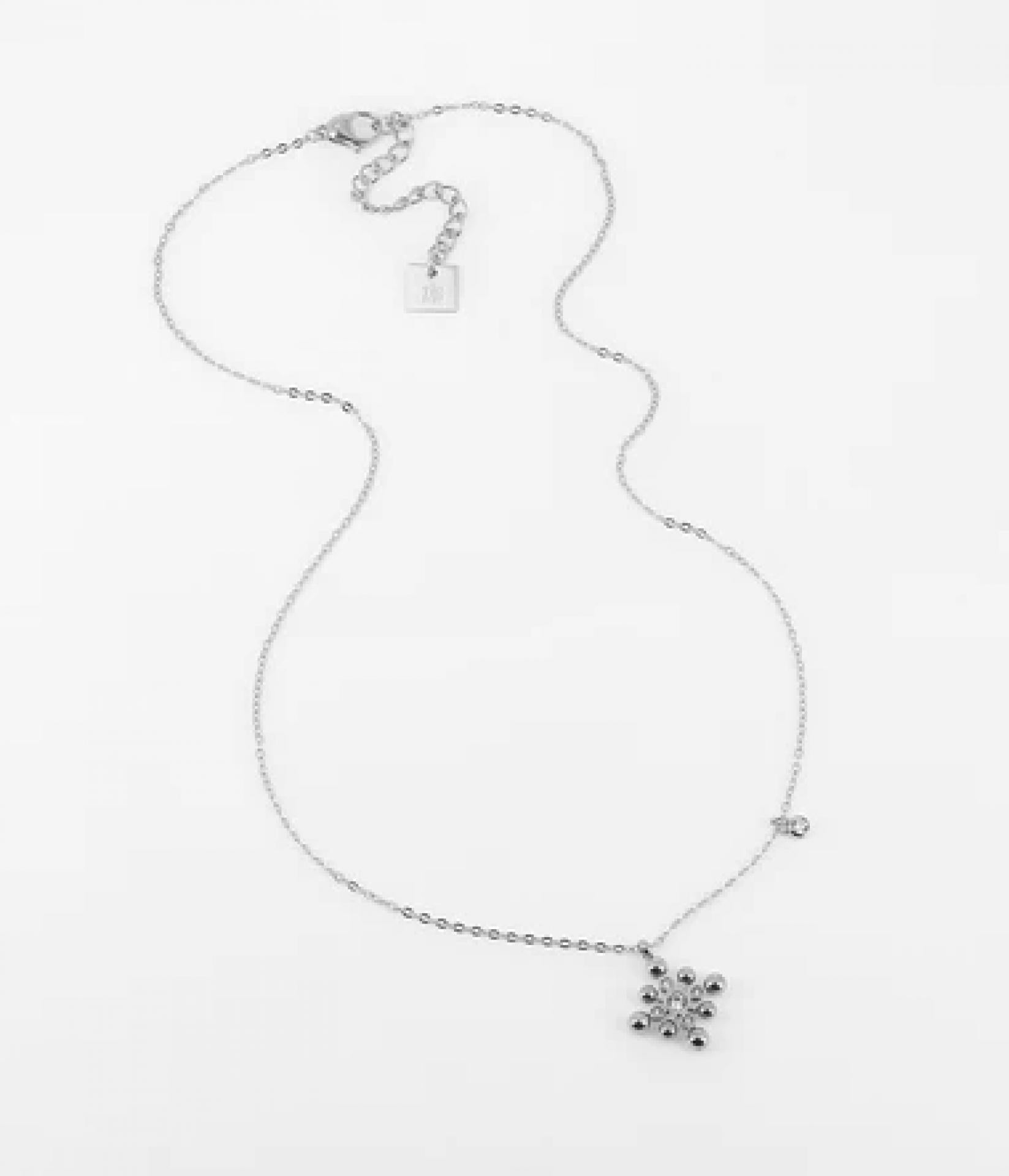 Zag Bijoux Halskette Kreuz aus Kugeln silber mit Stein kurz