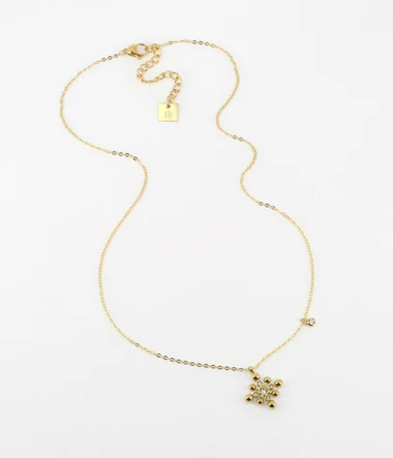 Zag Bijoux Halskette Kreuz aus Kugeln Gold mit Stein 38+3 cm