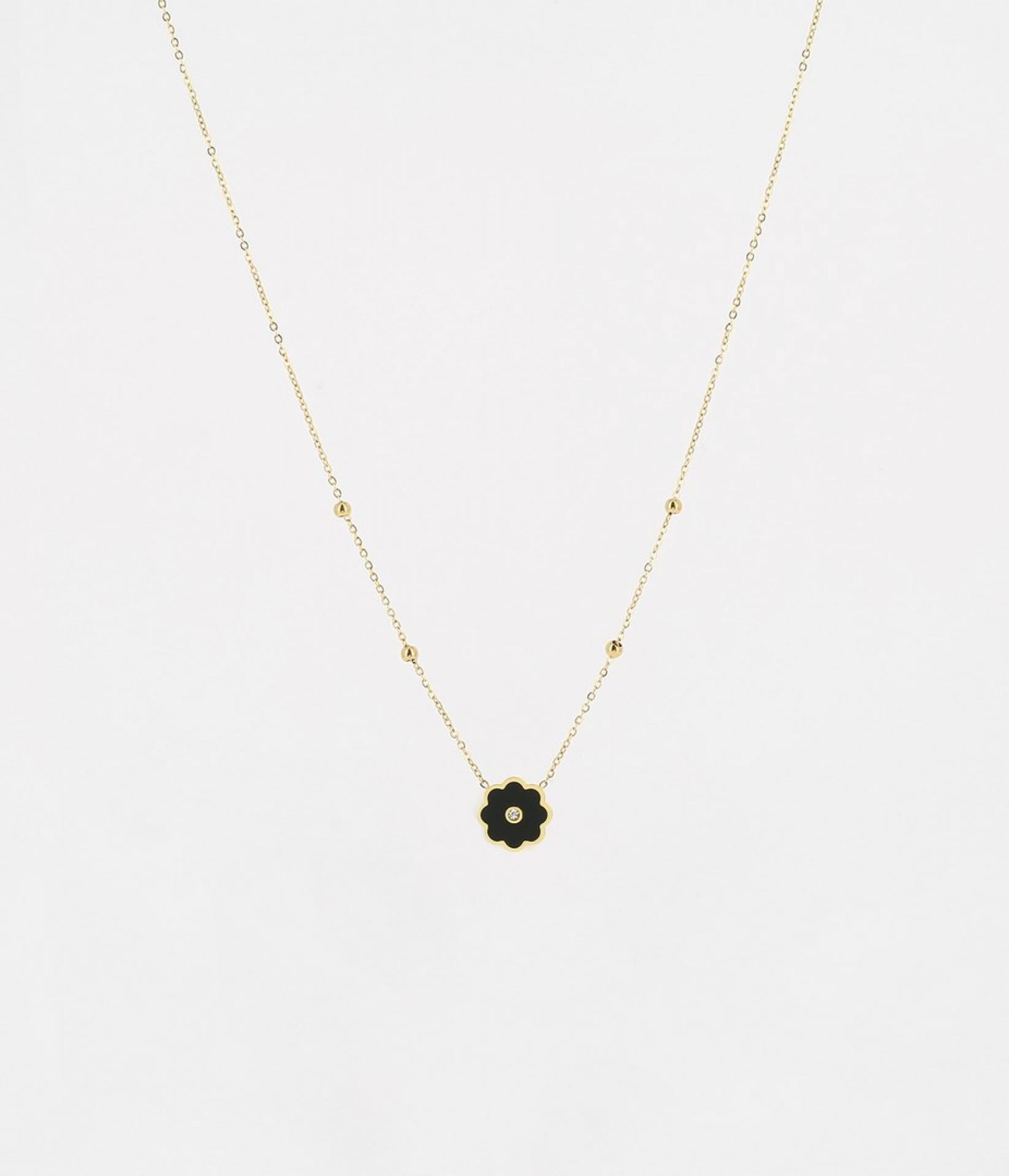 Zag Bijoux Kette Fleur gold/schwarzer Onyx/Zirkoniensteine