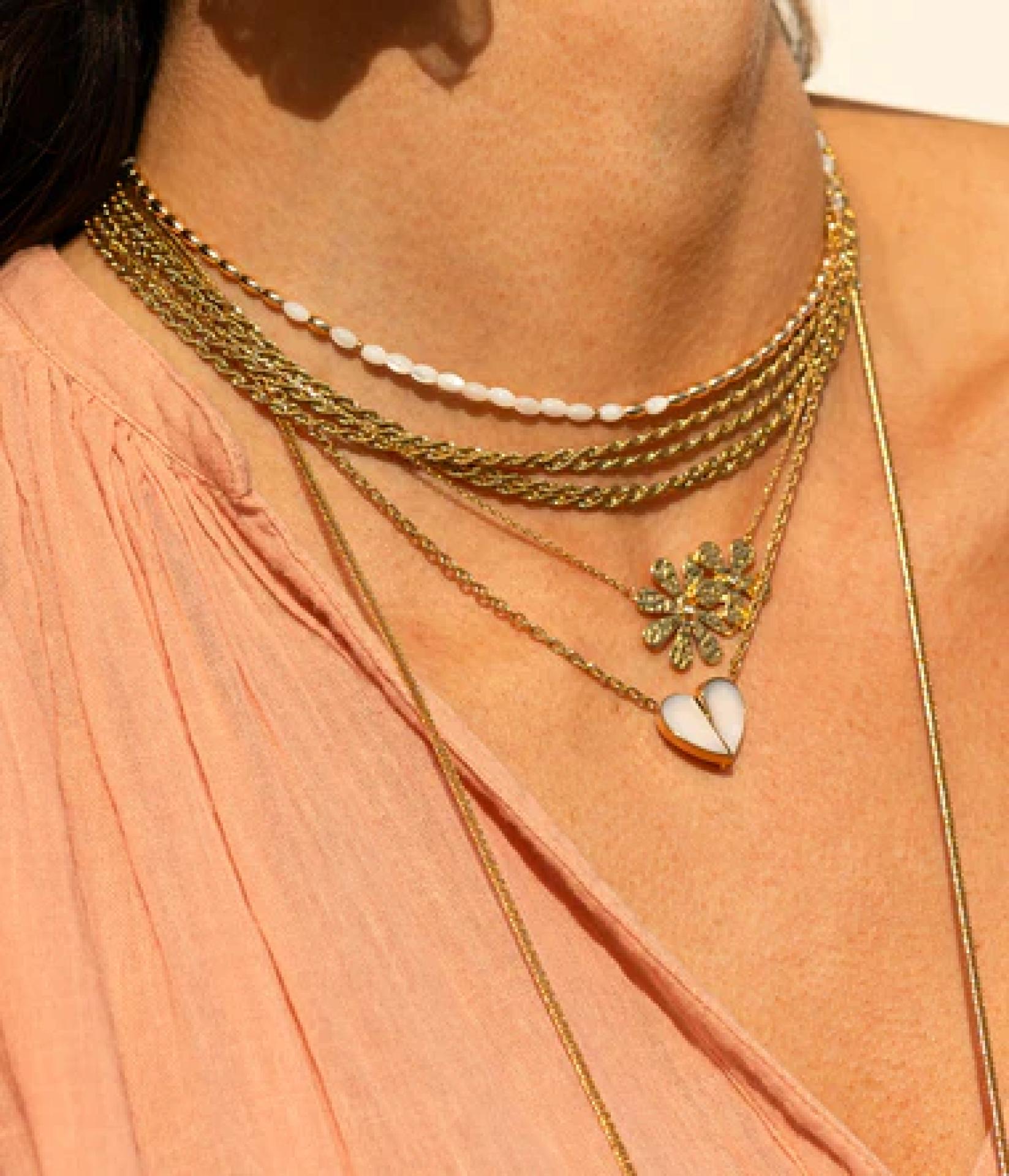 Zag Bijoux Halskette COLLIER Basilio ACIER DORE Weiß 38+5cm