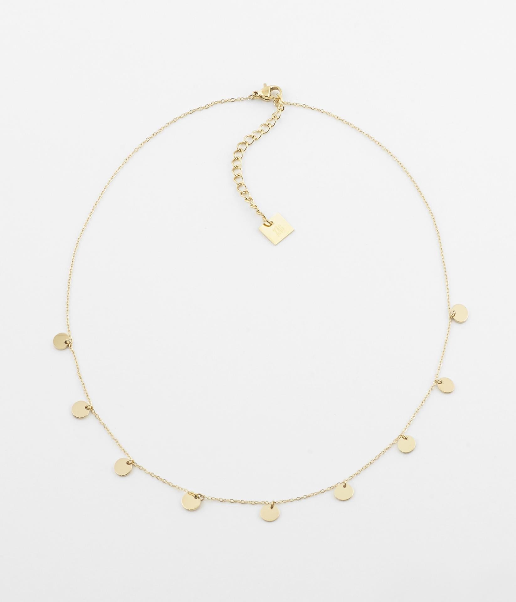 ZAG Bijoux Kurze Kette mit 9 Plättchen Gold 38+5cm