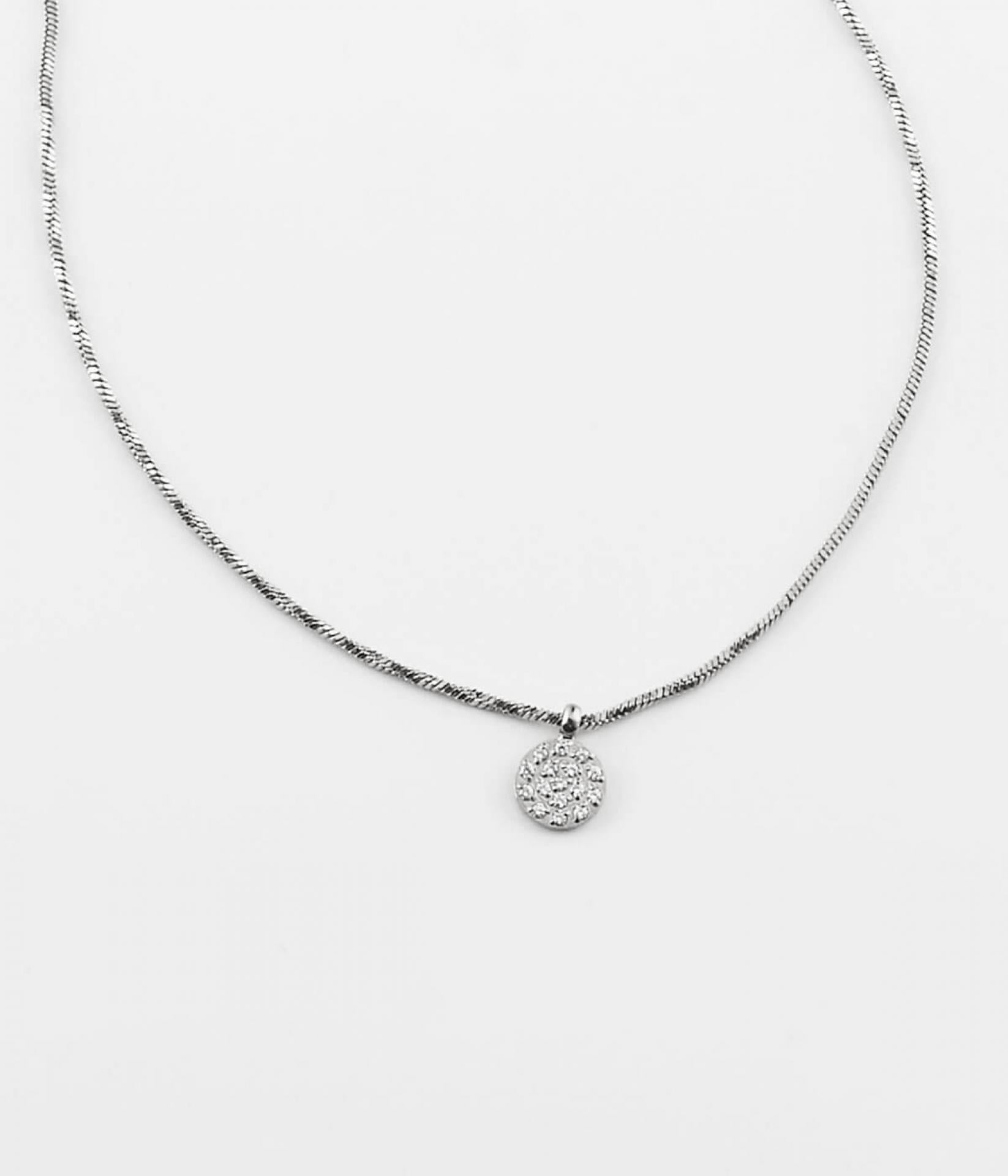 ZAG Bijoux Kurze Halskette Anhänger Rund mit Steinen Silber 38 + 5 cm