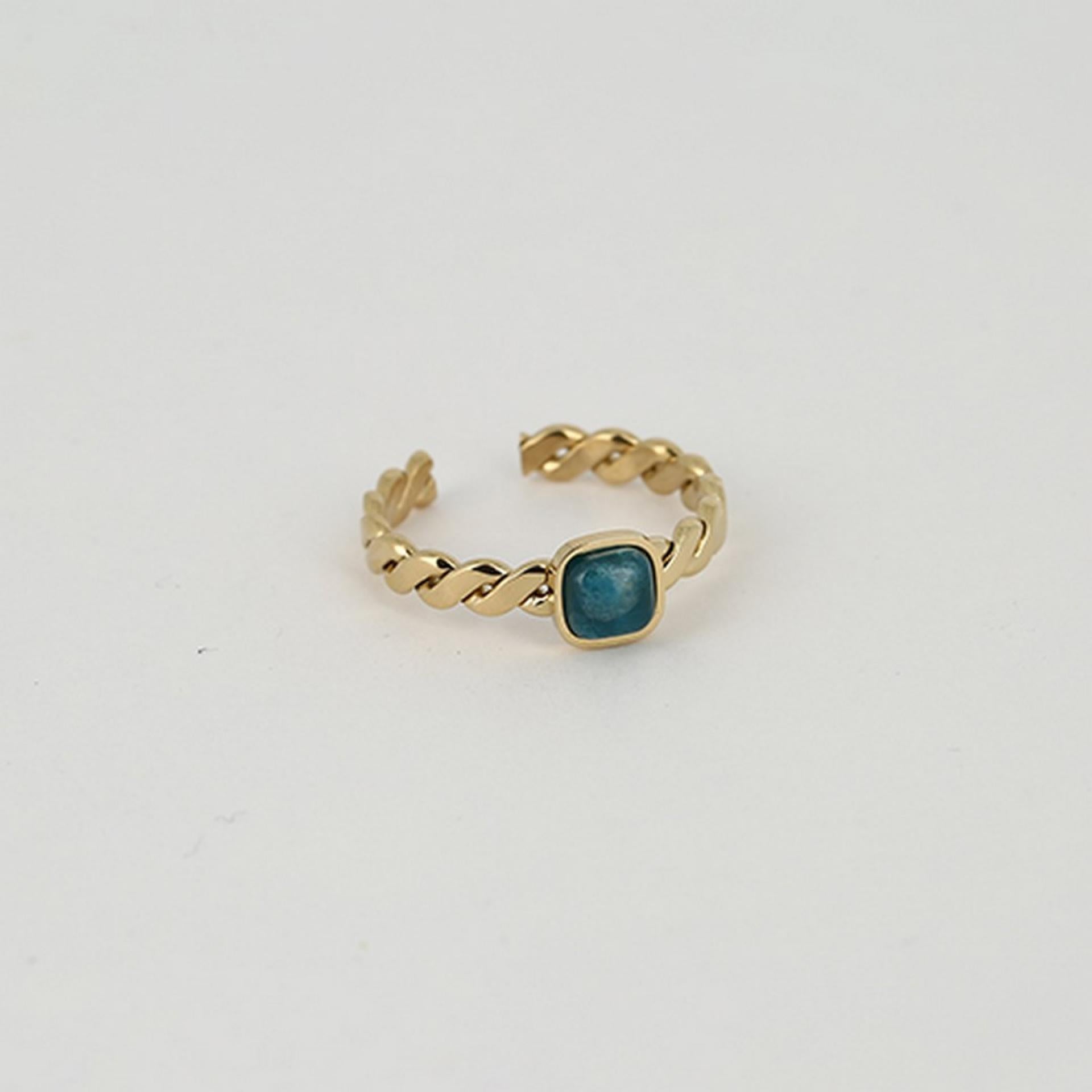 Zag Bijoux Ring geflochten gold/blauer Apatit