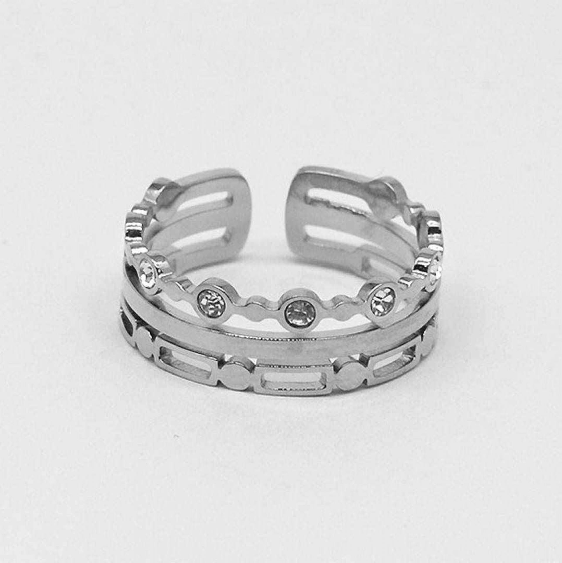 Zag Bijoux Ring 3-reihig silber/Zirkoniensteine
