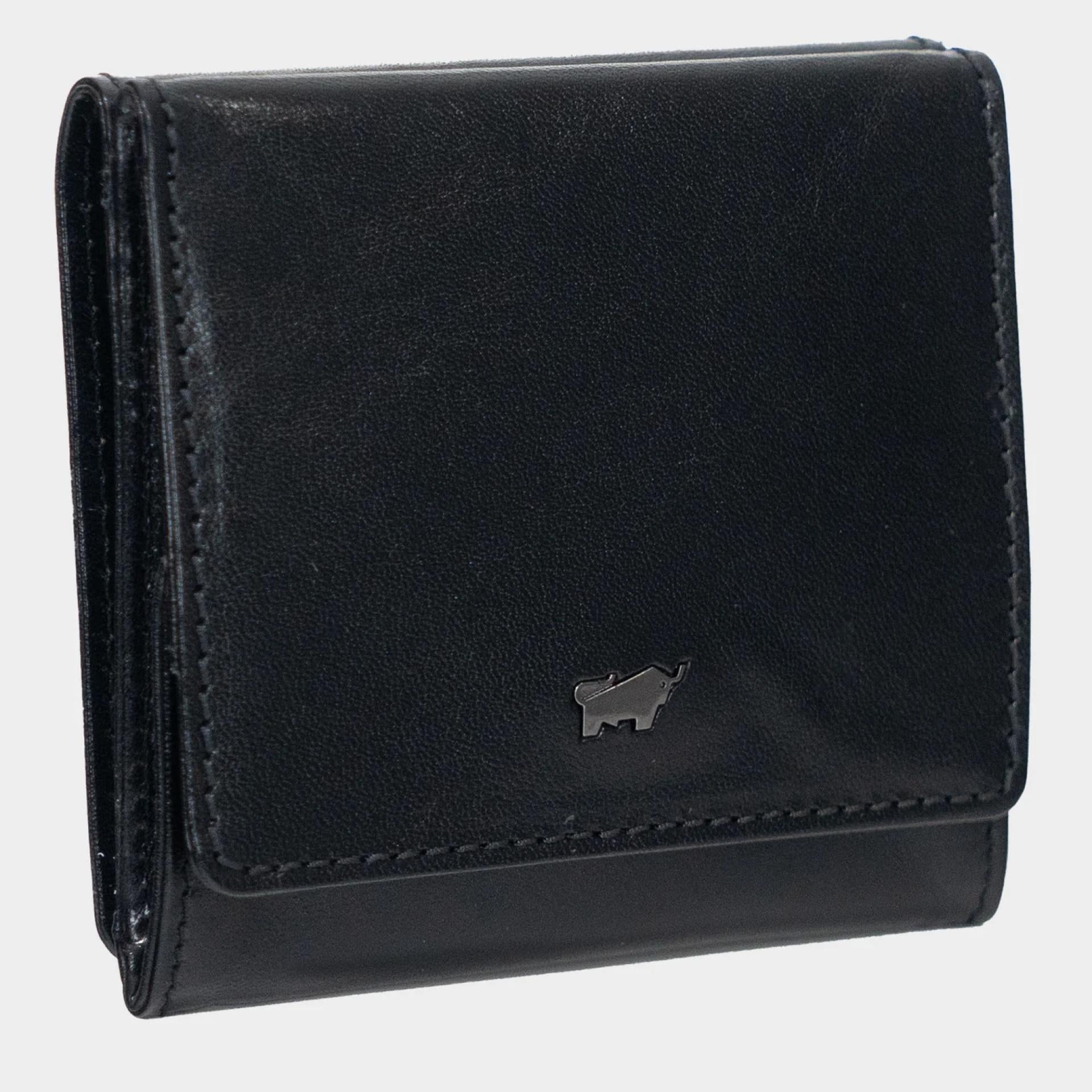 Braun Büffel COUNTRY Rindleder Geldbörse 6CS Wiener Schachtel 10 cm x 9,5 cm x 2 cm schwarz