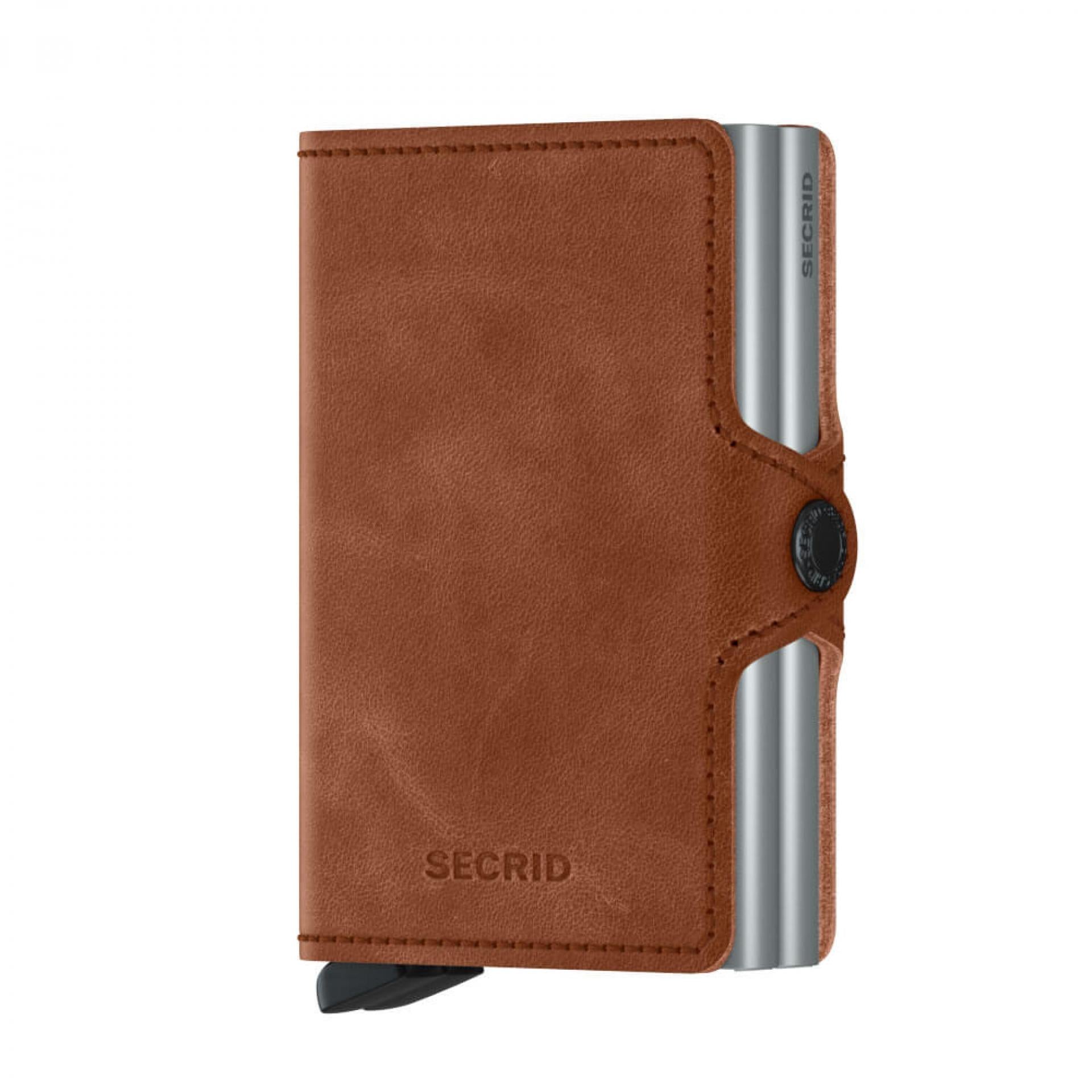 Kartenetui Geldbörse Twinwallet Herren viele Karten RFID Vintage - Farbe: Cognac-Silver