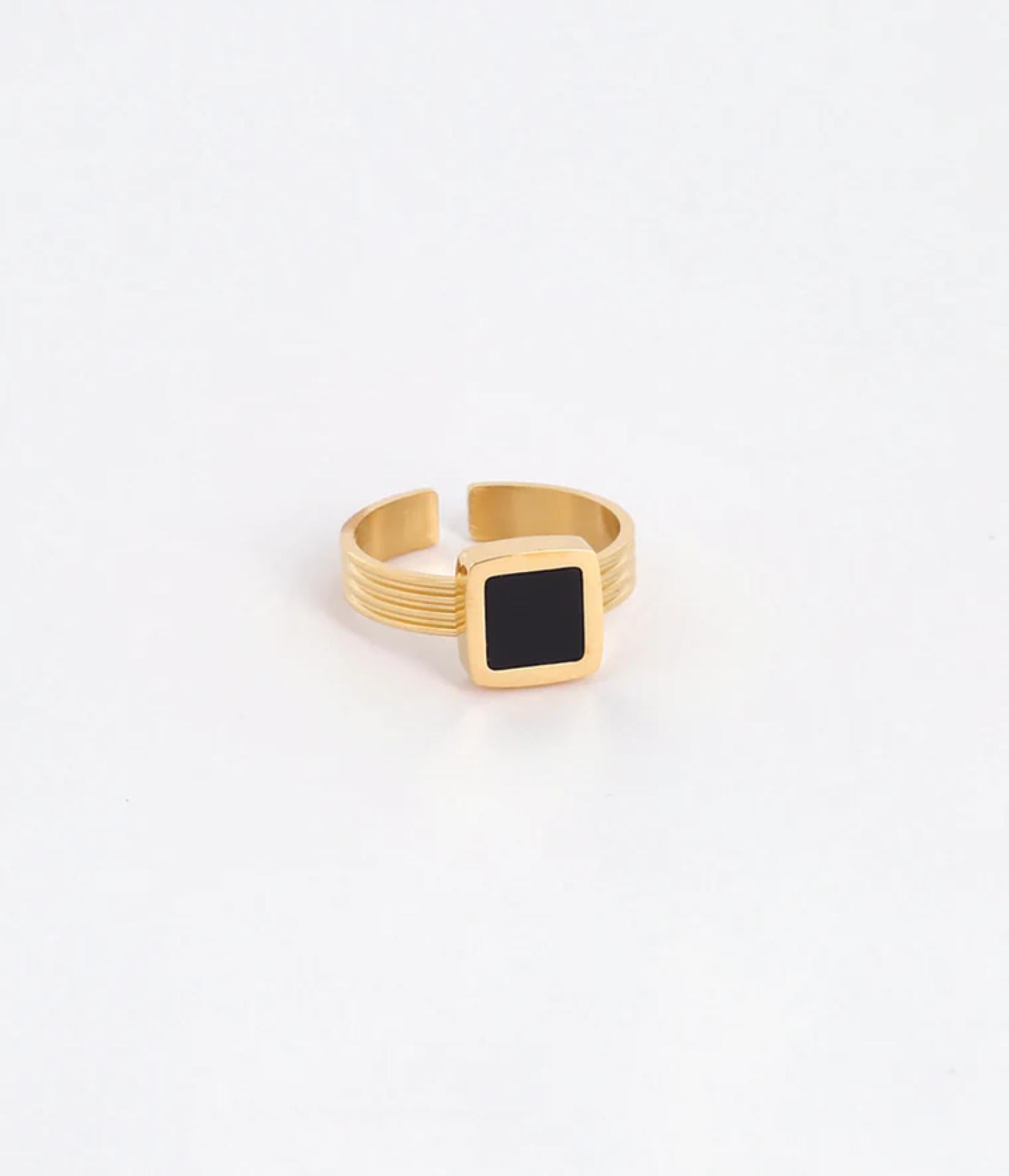 Zag Bijoux Ring Siegel gold mit schwarzem Onyx Stein