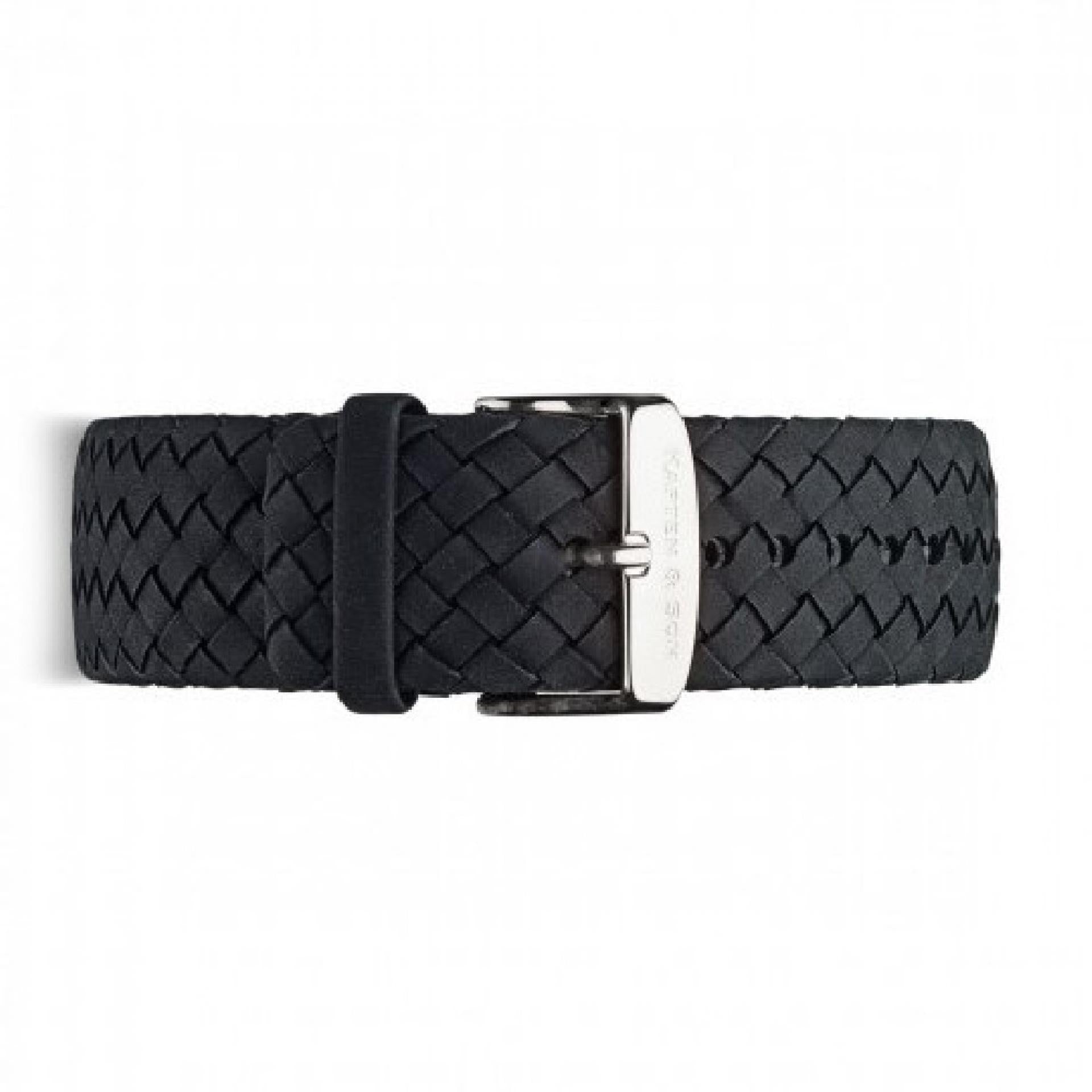 Lederarmband Black Woven Chrono Silber