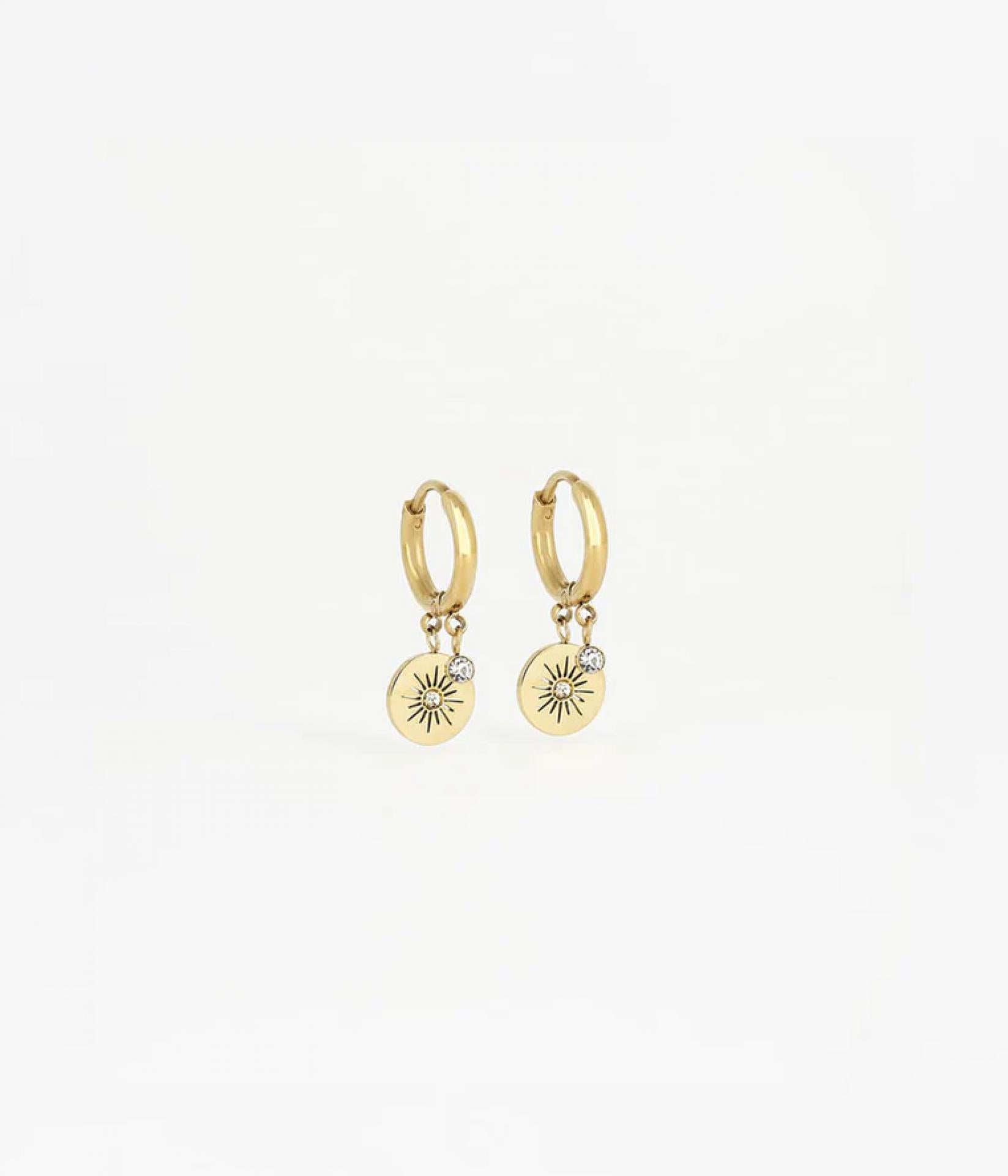 Zag Bijoux EARRINGS MINI STEEL Zirconium Sol Sonne 12mm - Variante: gold