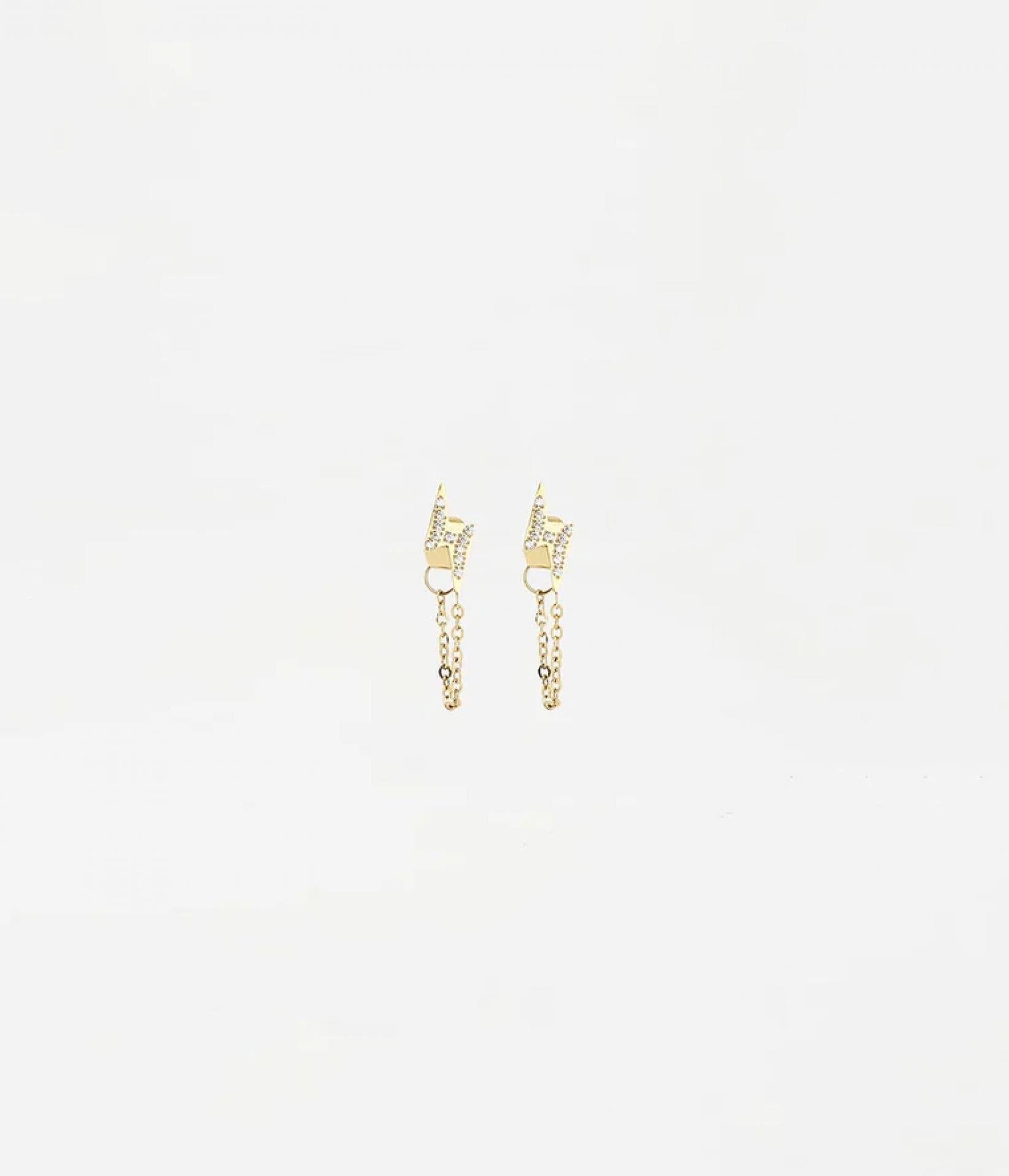 Zag Bijoux EARRINGS MINI STEEL Zirconium SERTIS Fulgur 10mm - Variante: gold