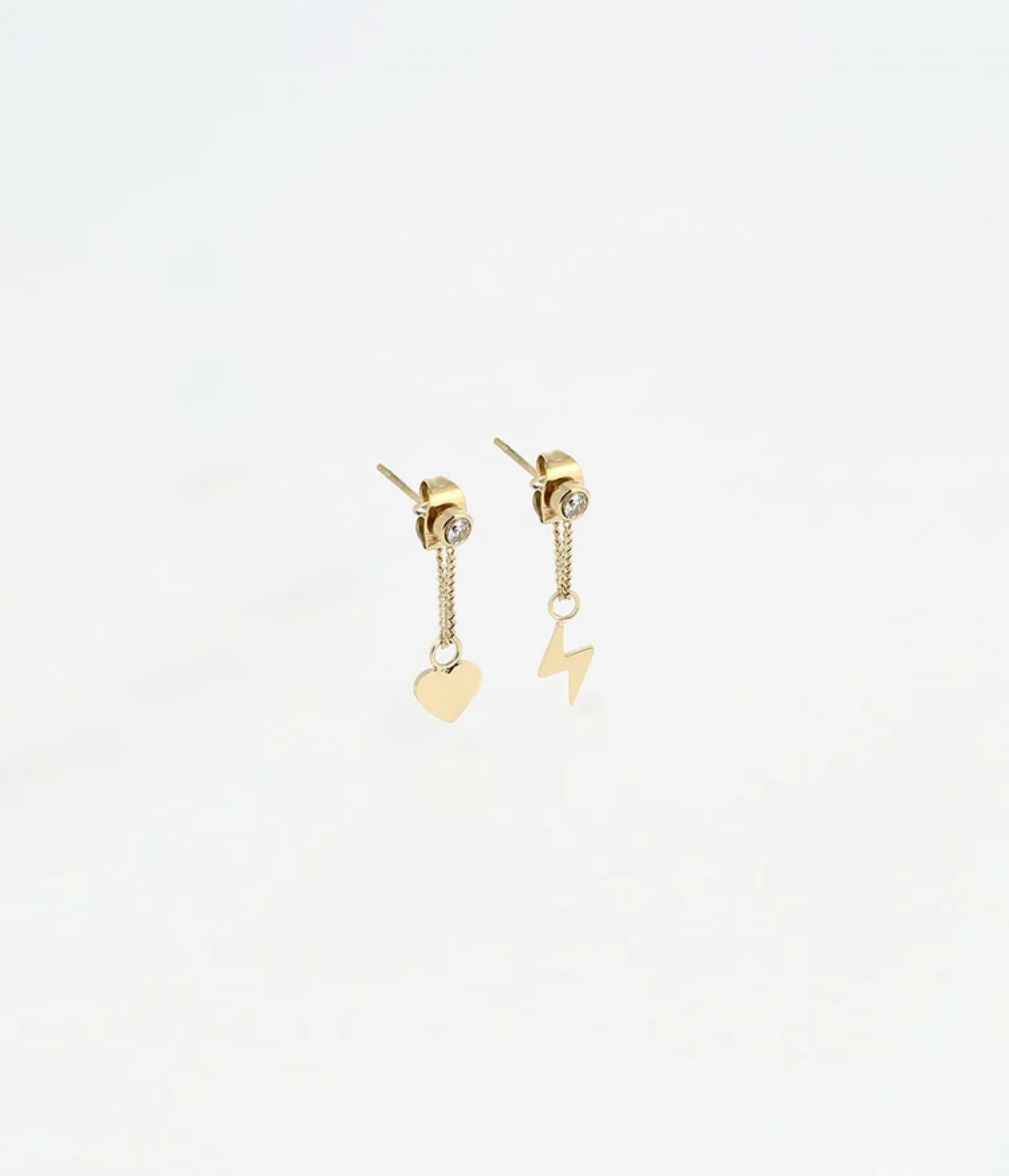 Zag Bijoux EARRINGS MINI GOLDEN STEEL Zirconium  23mm
