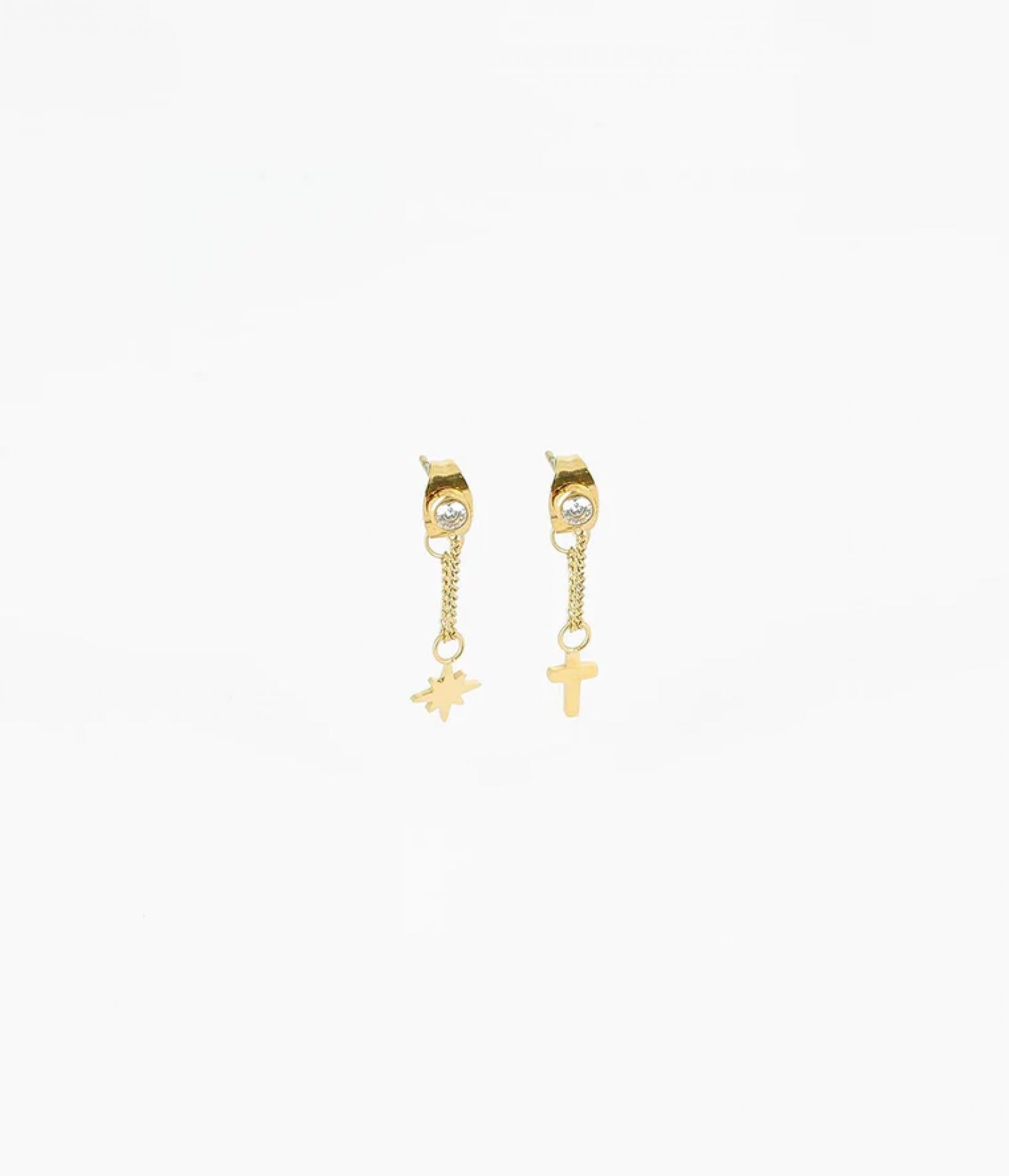 Zag Bijoux EARRINGS MINI GOLDEN STEEL Zirconium  23mm
