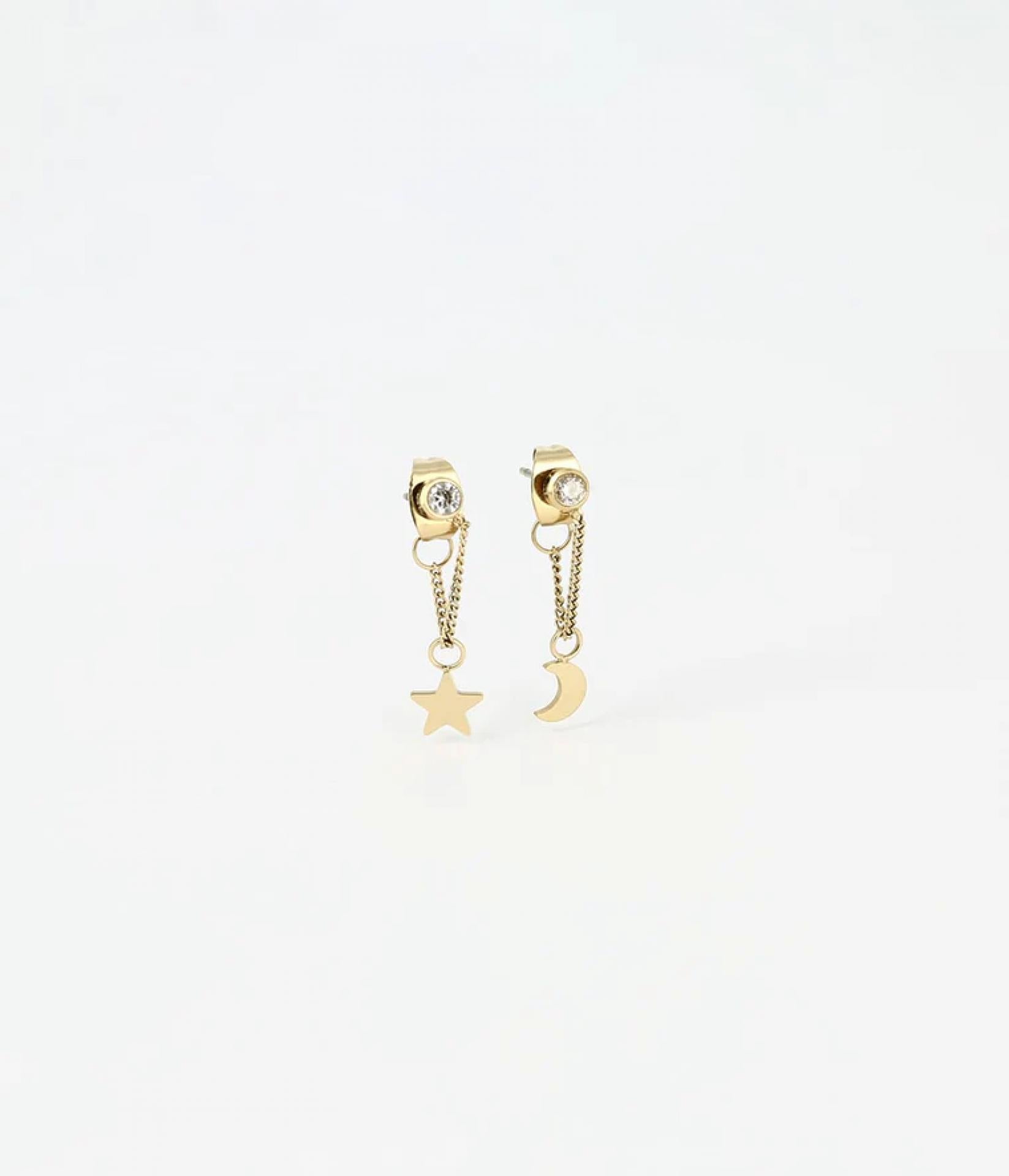 Zag Bijoux EARRINGS MINI GOLDEN STEEL Zirconium  23mm