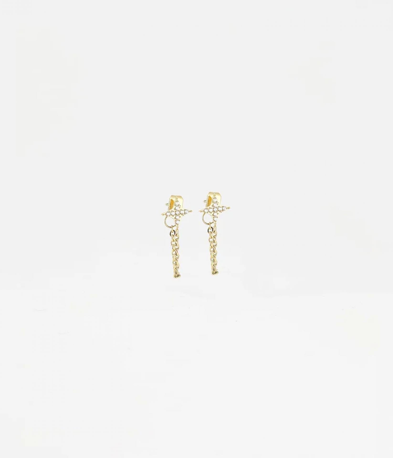 Zag Bijoux EARRINGS MINI STEEL SERTIS STAR Zirconium 10mm - Variante: gold