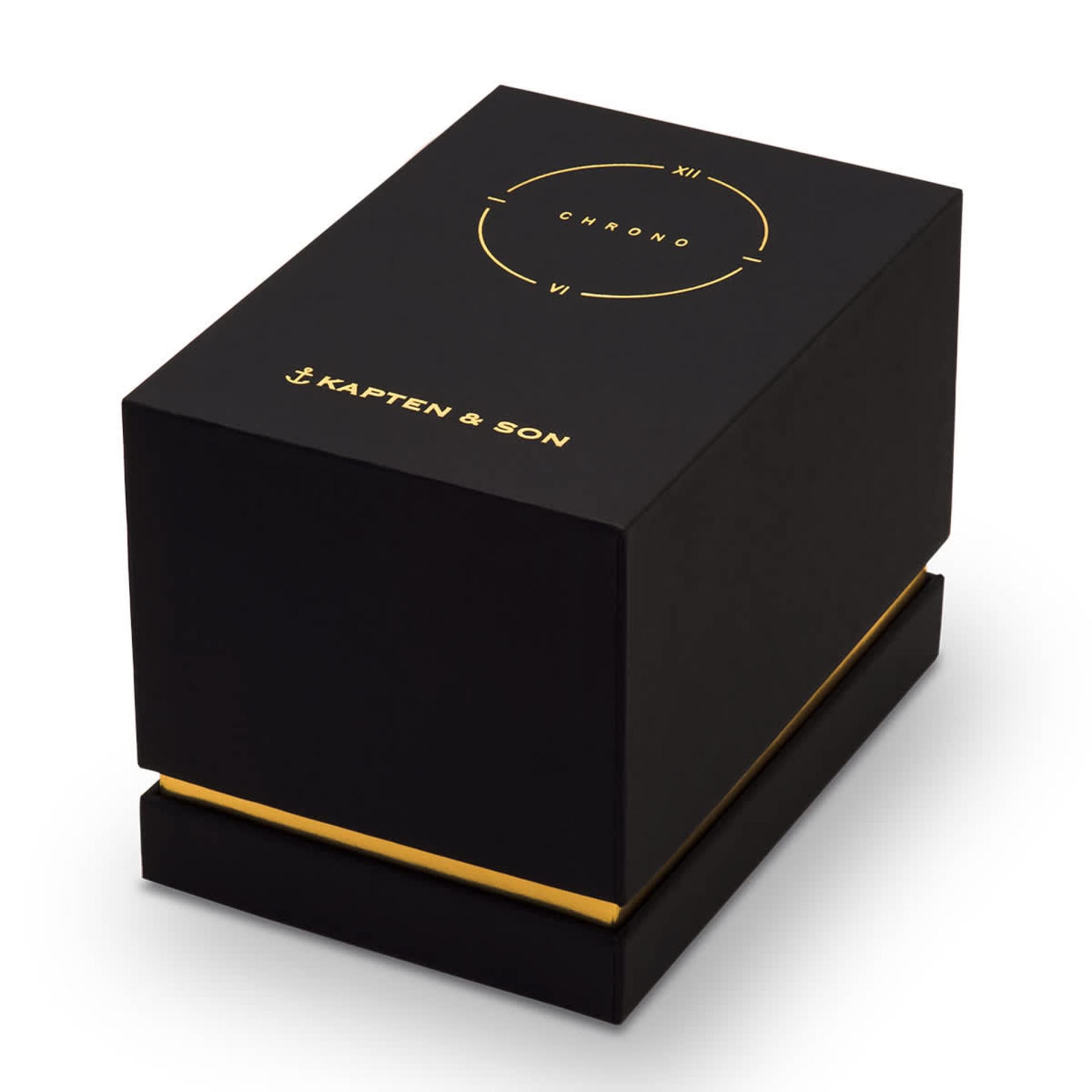 Kapten & Son Uhr Chrono Small Gold Black Steel 37mm