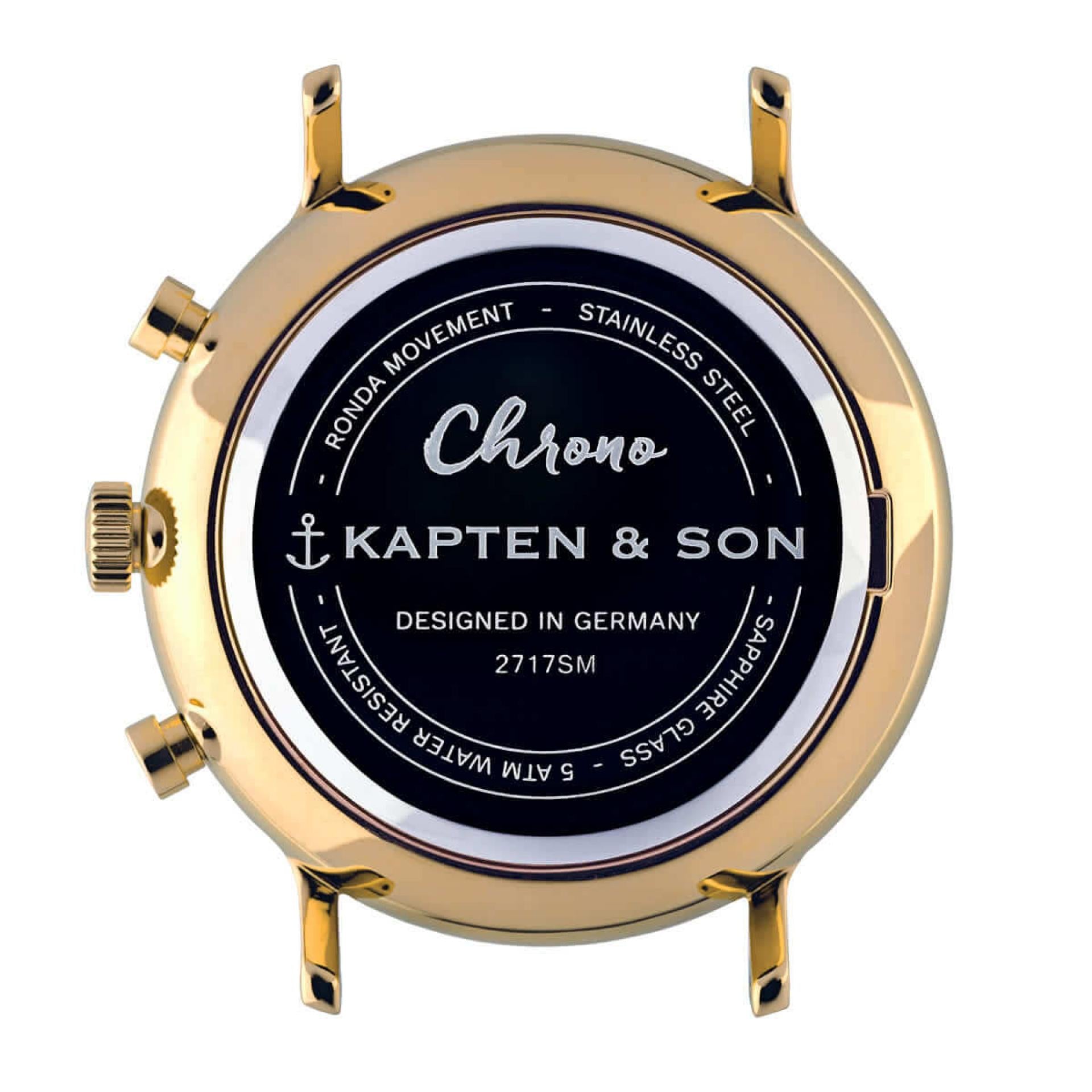 Kapten & Son Uhr Chrono Schwarz Mesh Gold 40 mm
