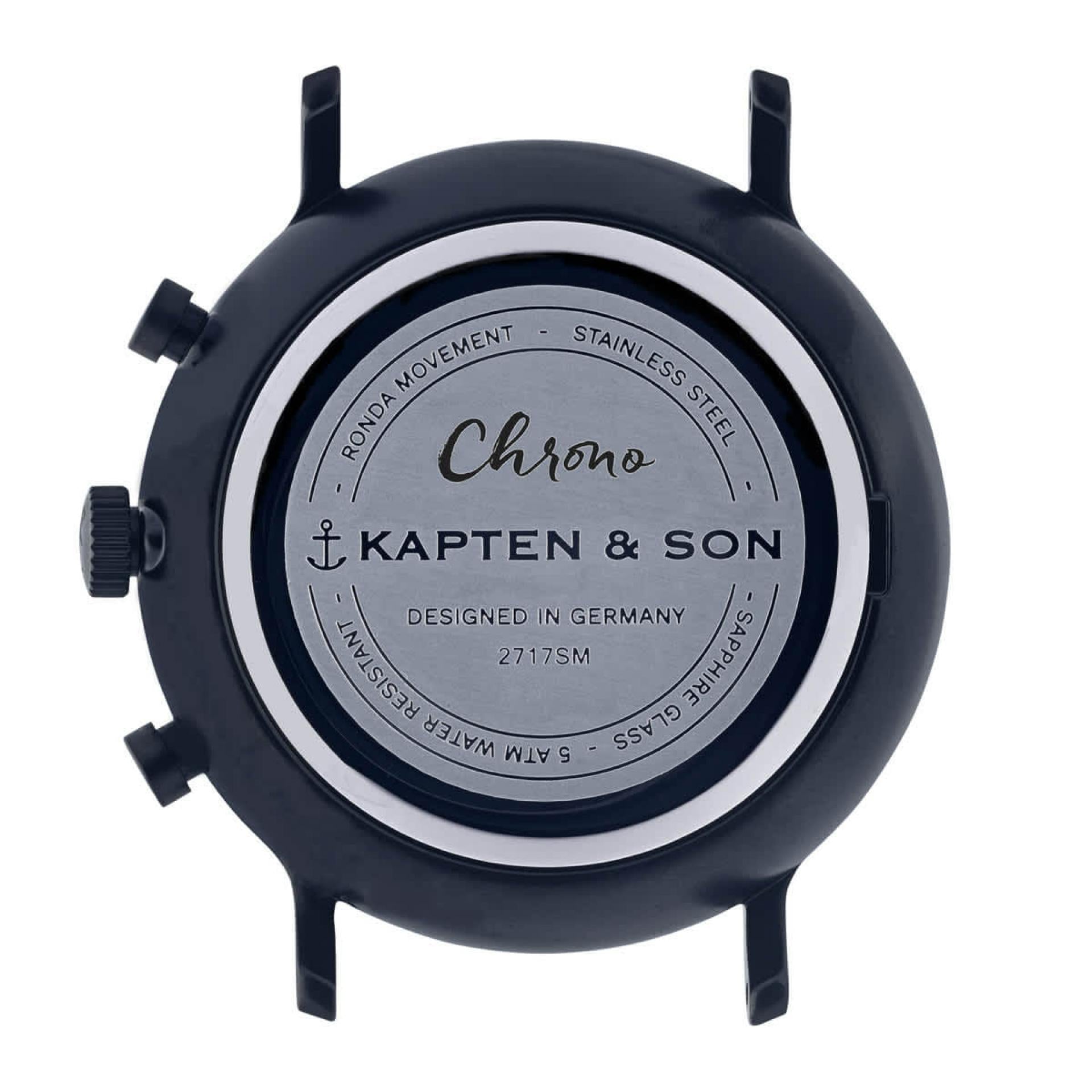 Kapten & Son Uhr Chrono Black Midnight Steel Schwarz 40 mm