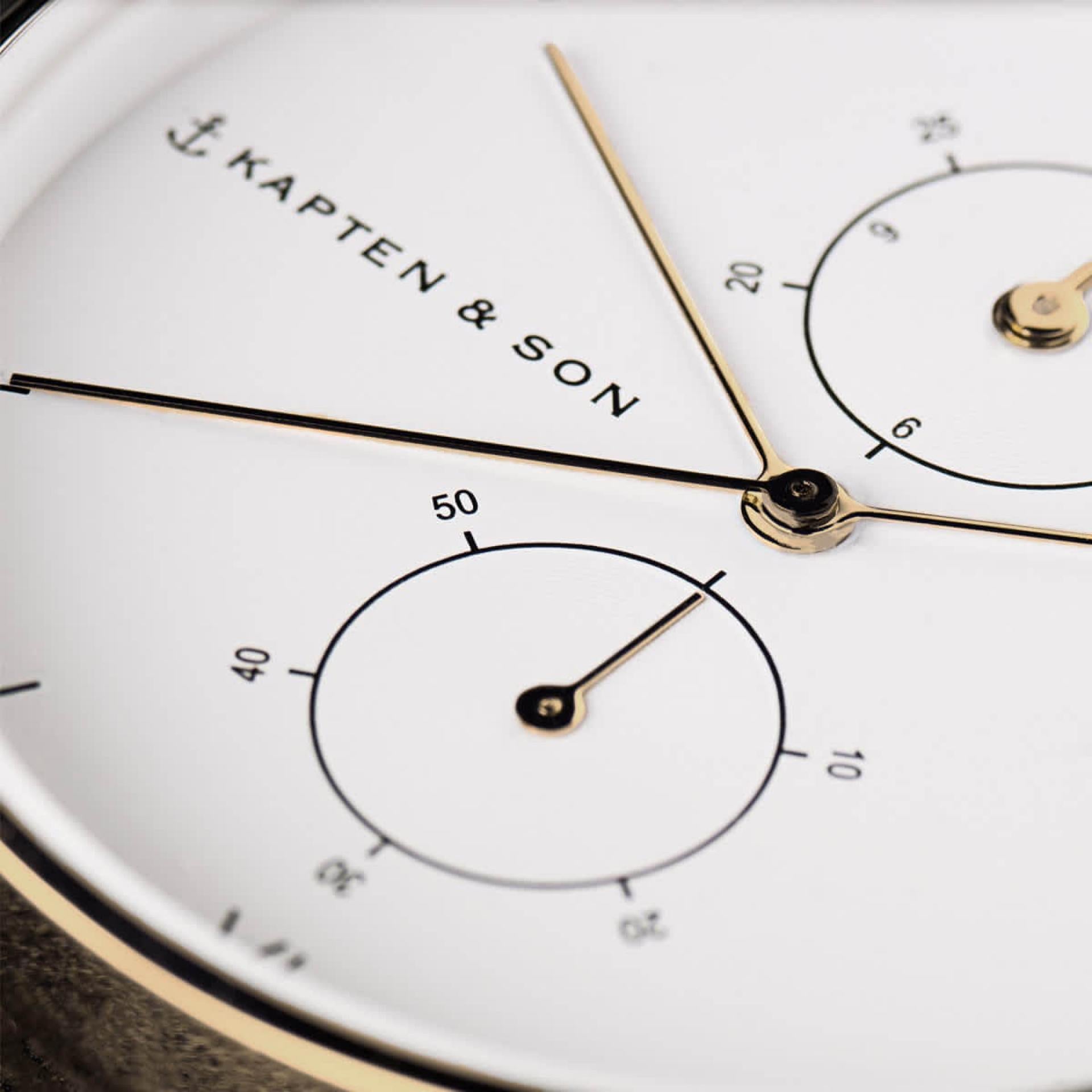 Kapten & Son Uhr Chrono Steel Roségold Weiß 40 mm