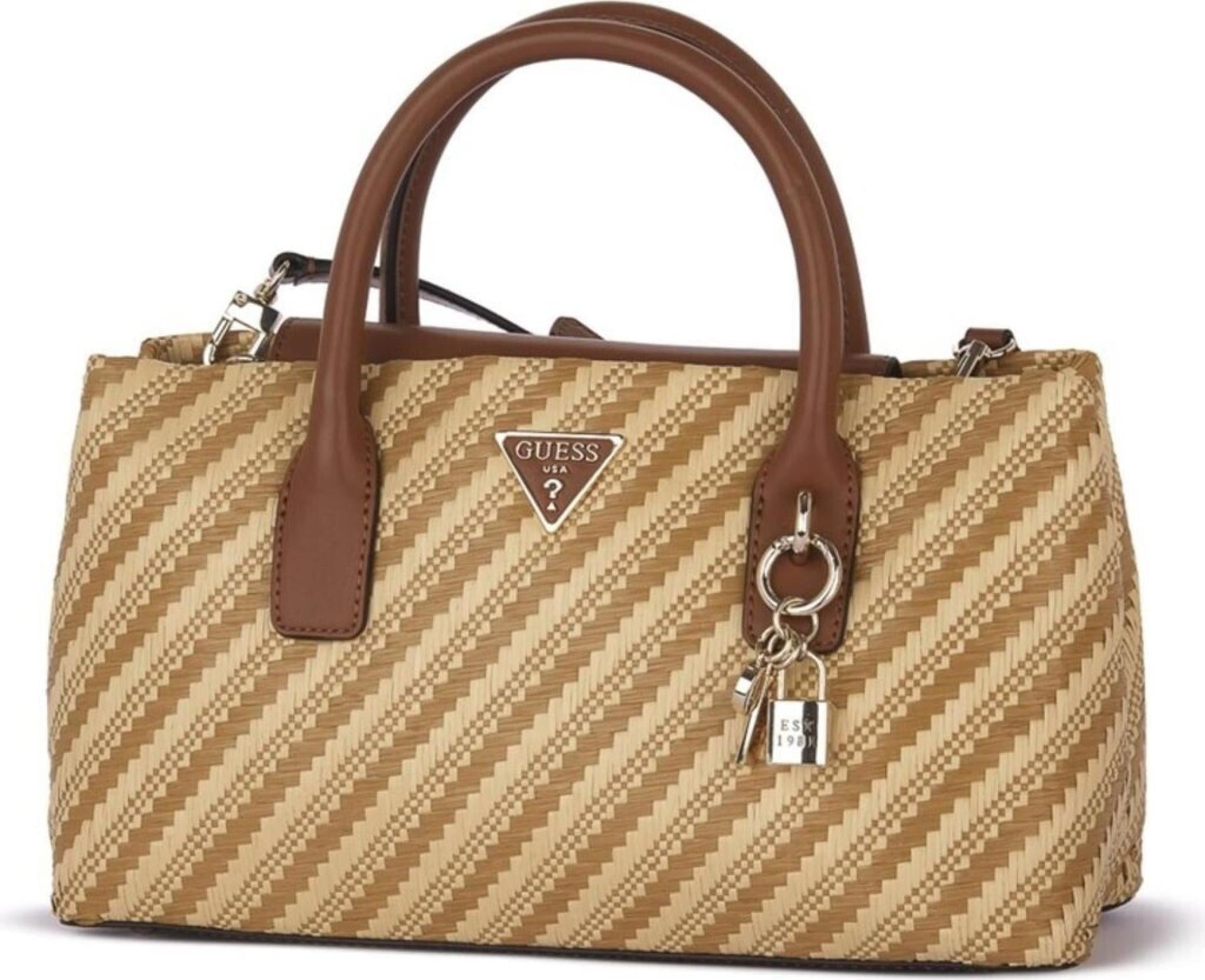 Guess Henkeltasche SIMONA Raffiabast Natural Cognac