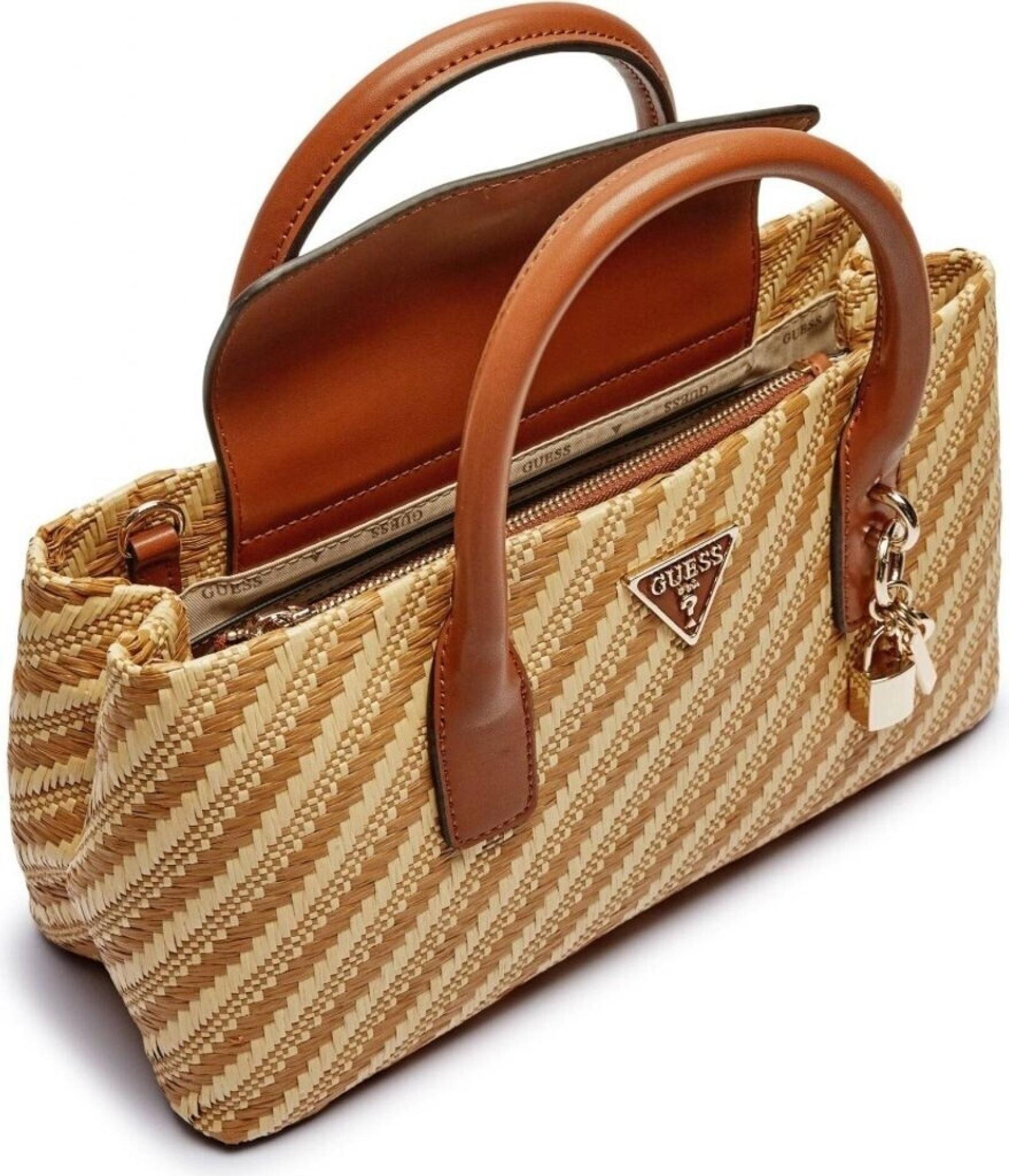 Guess Henkeltasche SIMONA Raffiabast Natural Cognac