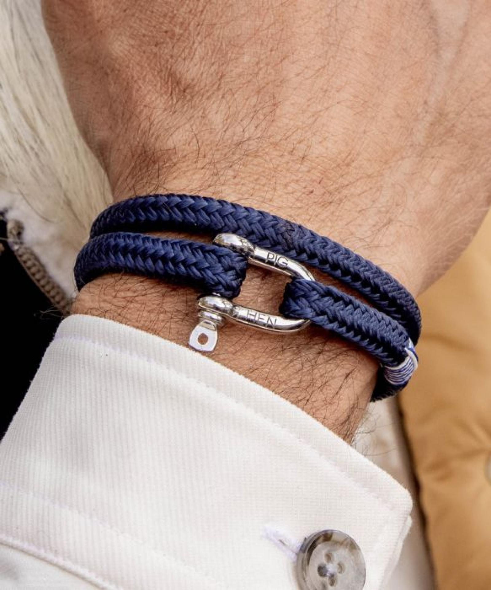 Pig & Hen Armband Salty Steve Navy/Silver - Größe: L