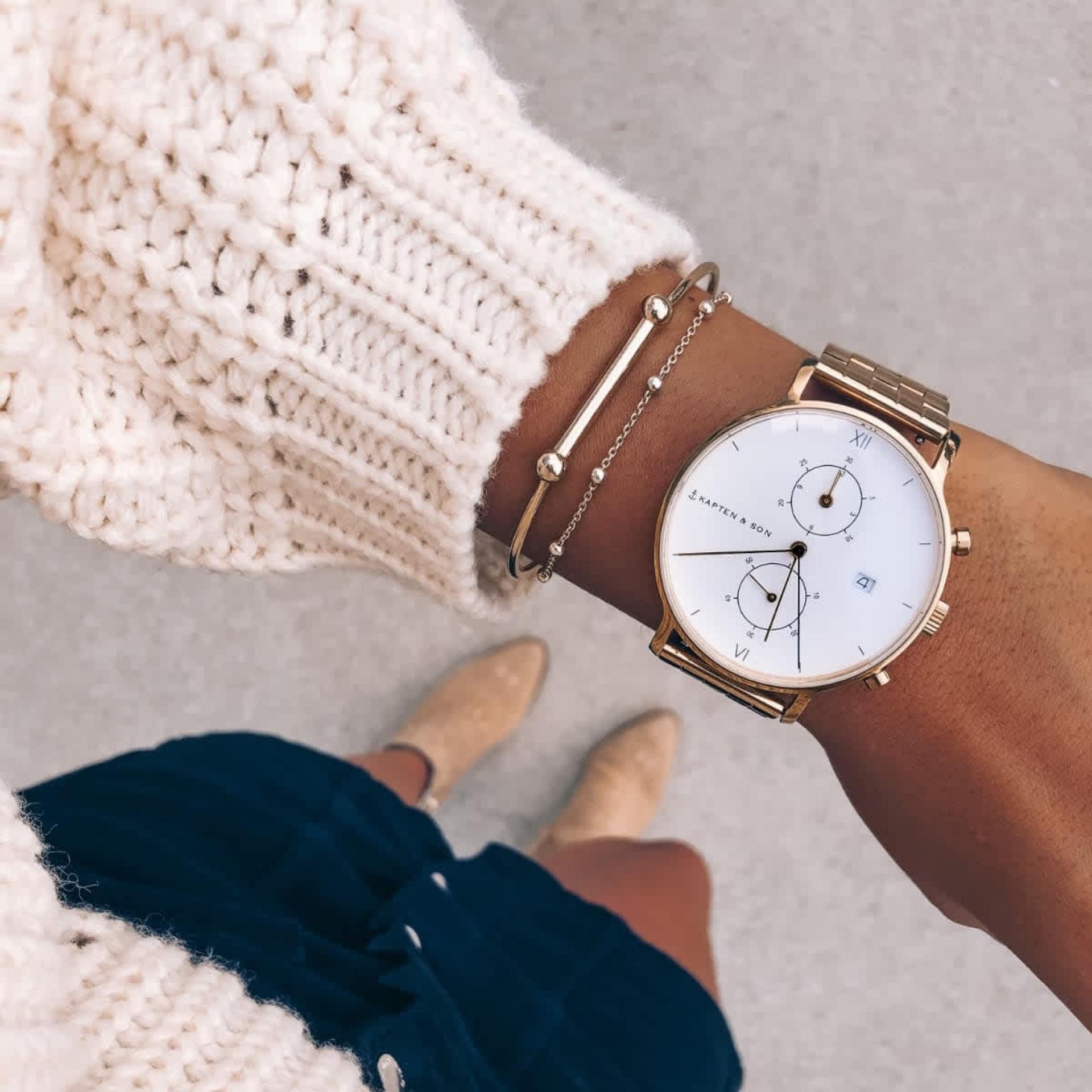 Kapten & Son Uhr Chrono Gold Steel 40 mm