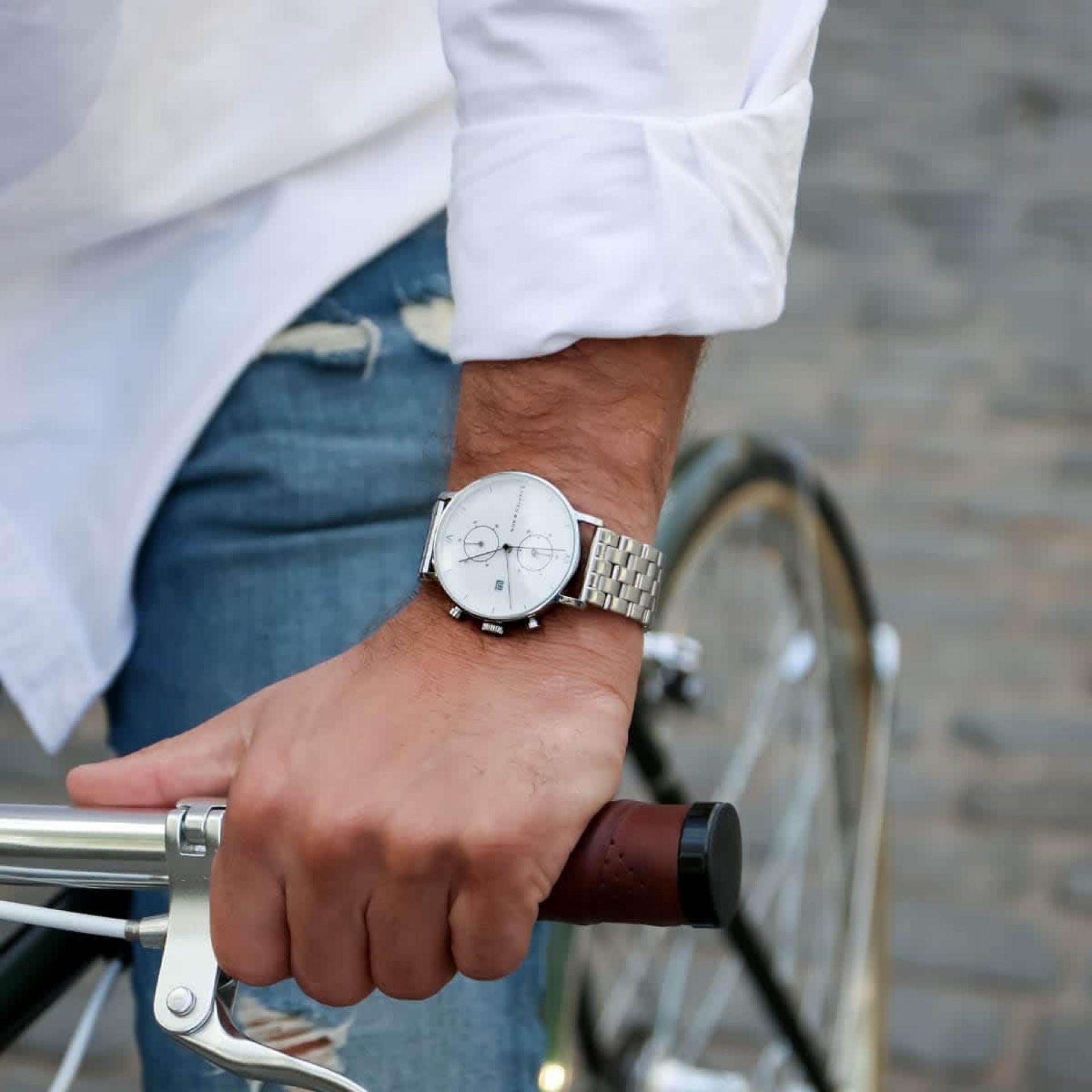 Kapten & Son Uhr Chrono Silver Steel White 40 mm