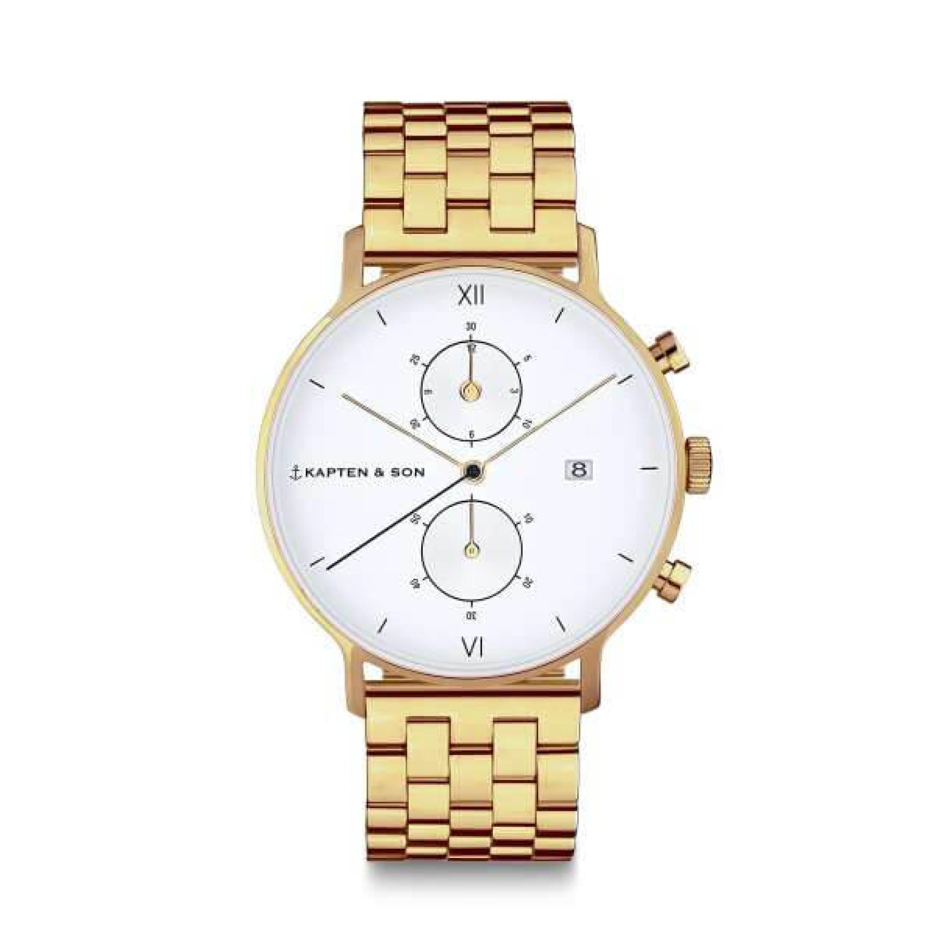 Kapten & Son Uhr Chrono Small Gold Steel 37 mm