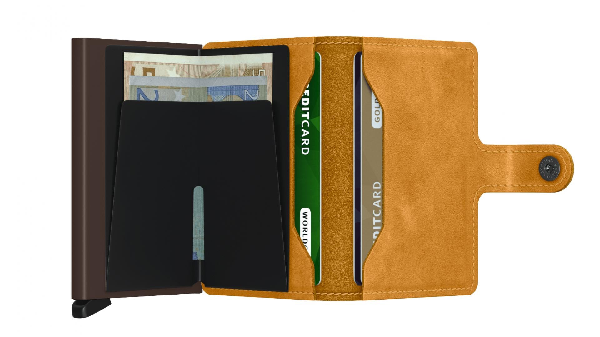 Kartenetui Portemonnaie Miniwallet Vintage RFID - Farbe: Ochre