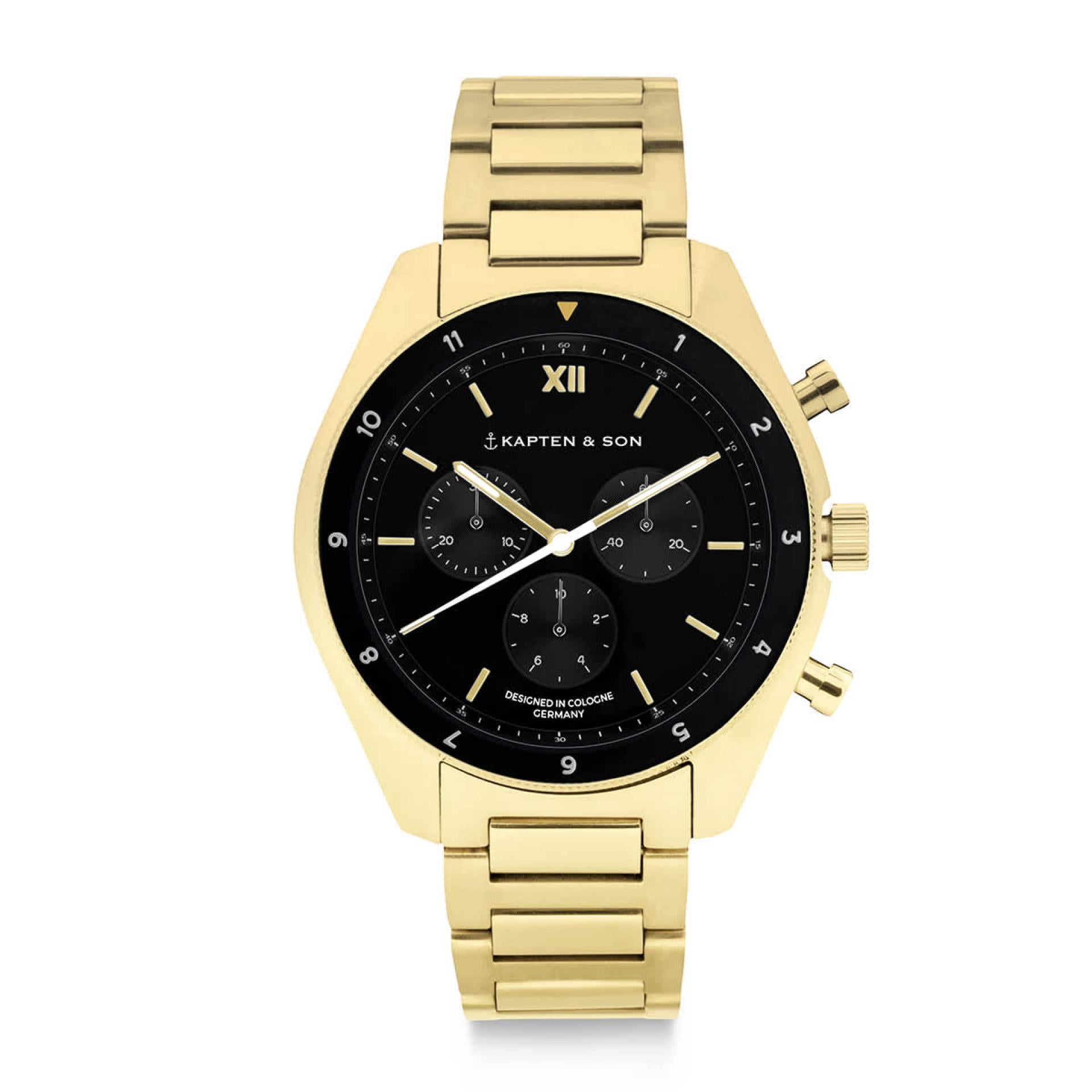 Kapten & Son Uhr Rise Gold Black Steel 43mm