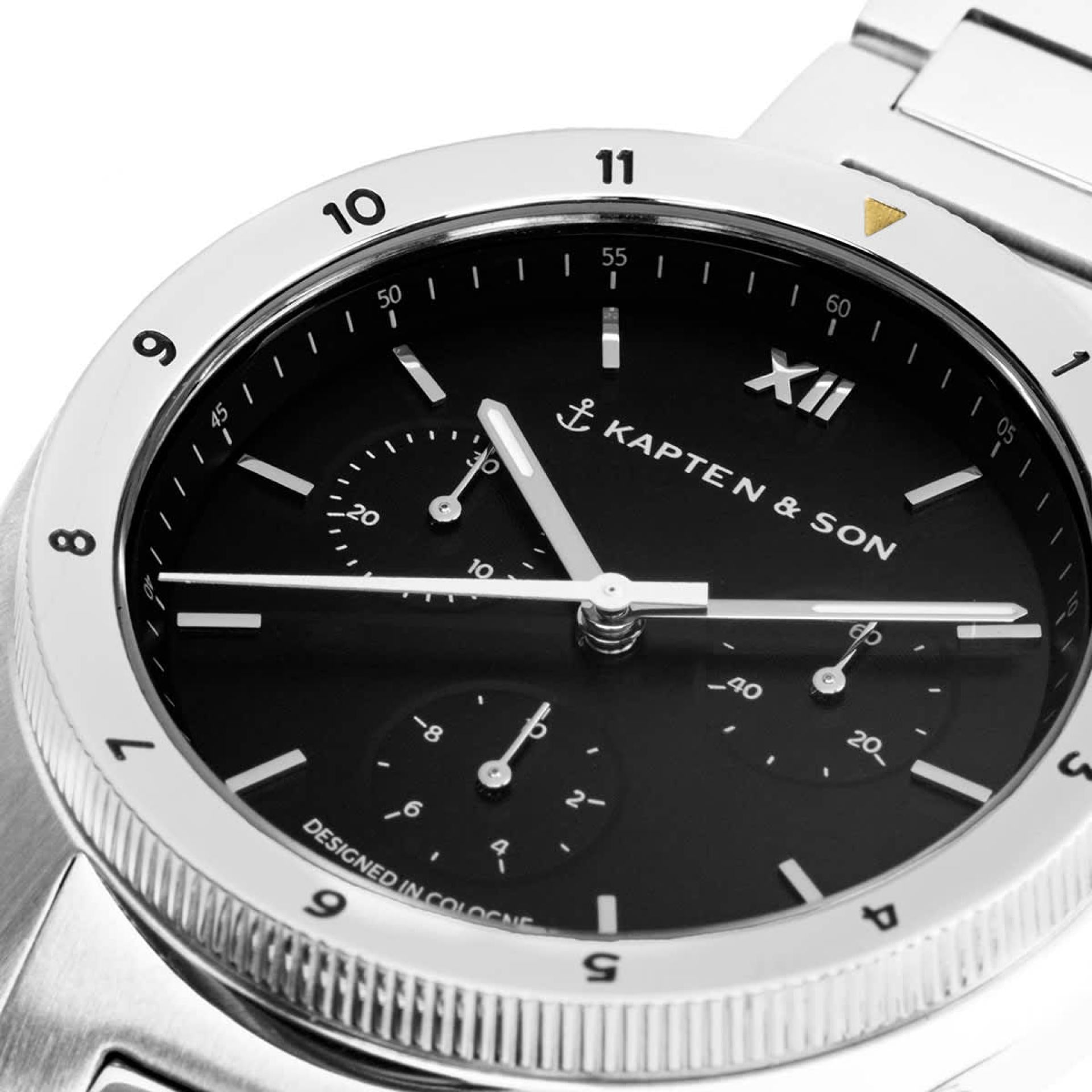 Kapten & Son Uhr Rise Small Silver Black Steel 39mm