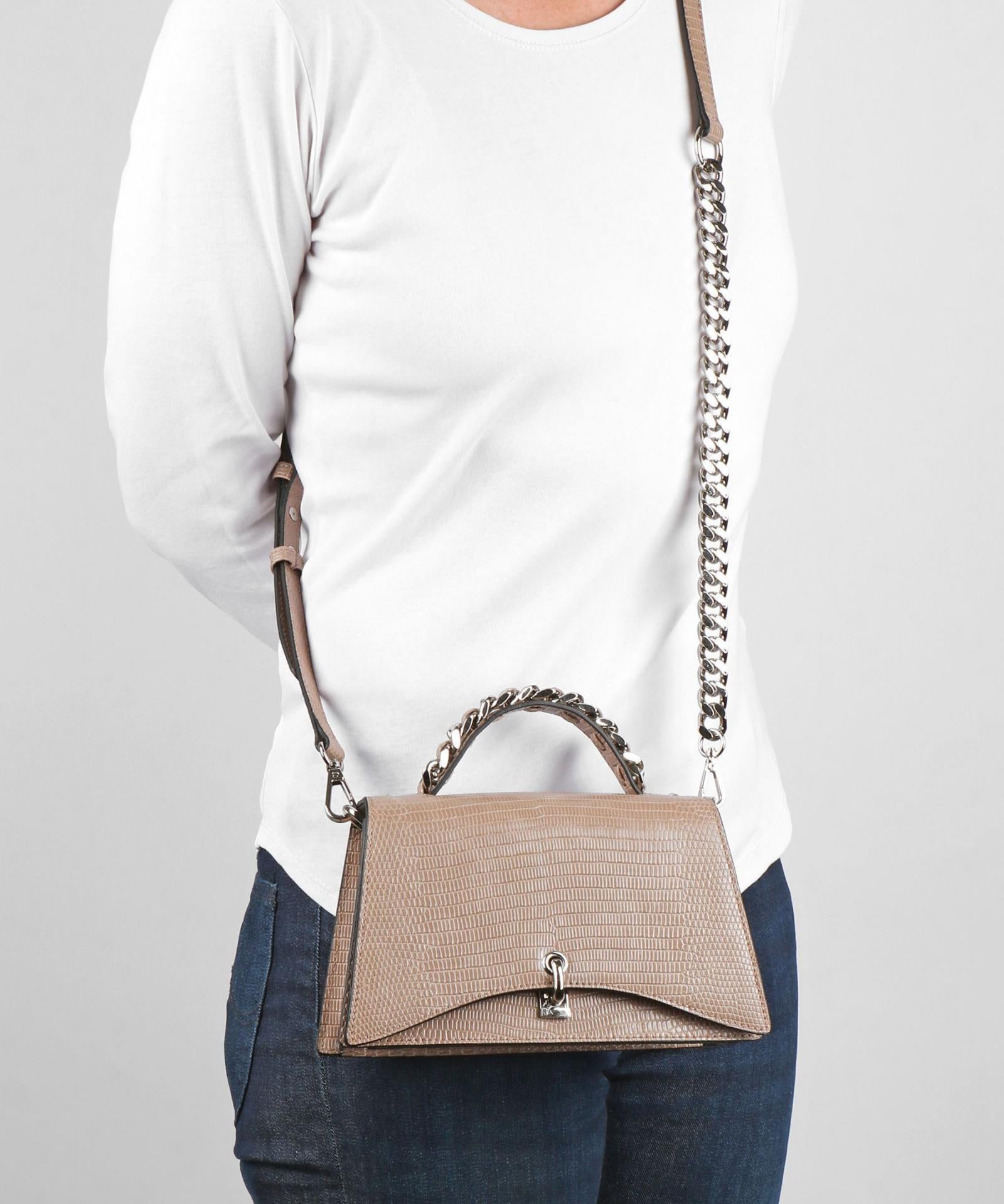 Seidenfelt Handtasche Vium Handbag with lock warm grey
