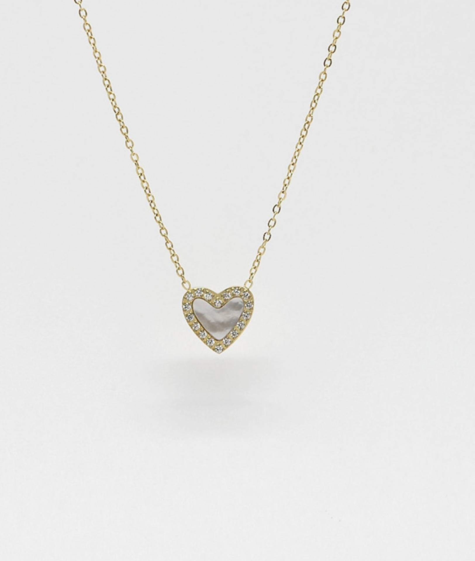 Zag Bijoux Halskette Herz mit Steinchen Gold