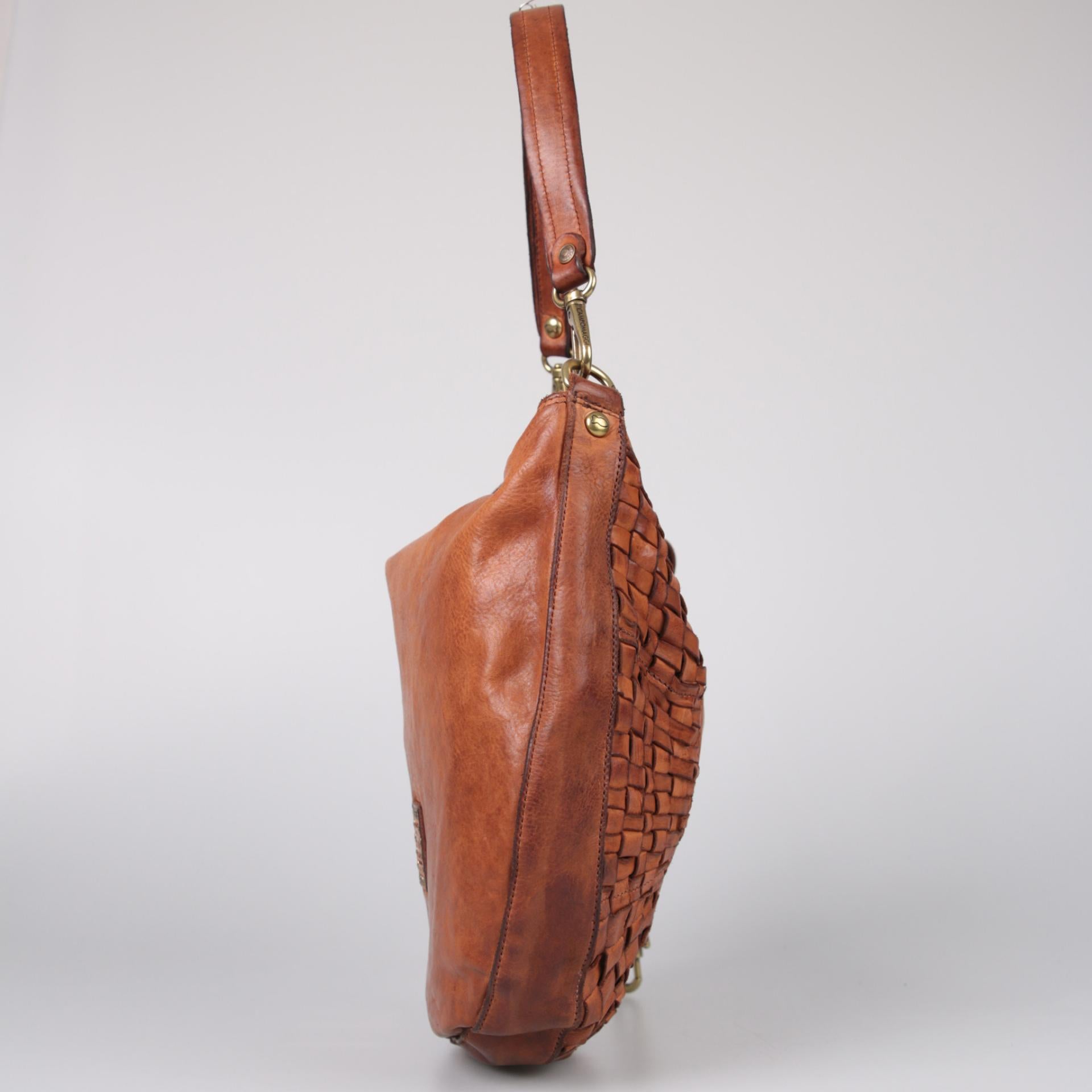 Campomaggi Umhängetasche Shoulder Bag Regular Weaved Cognac