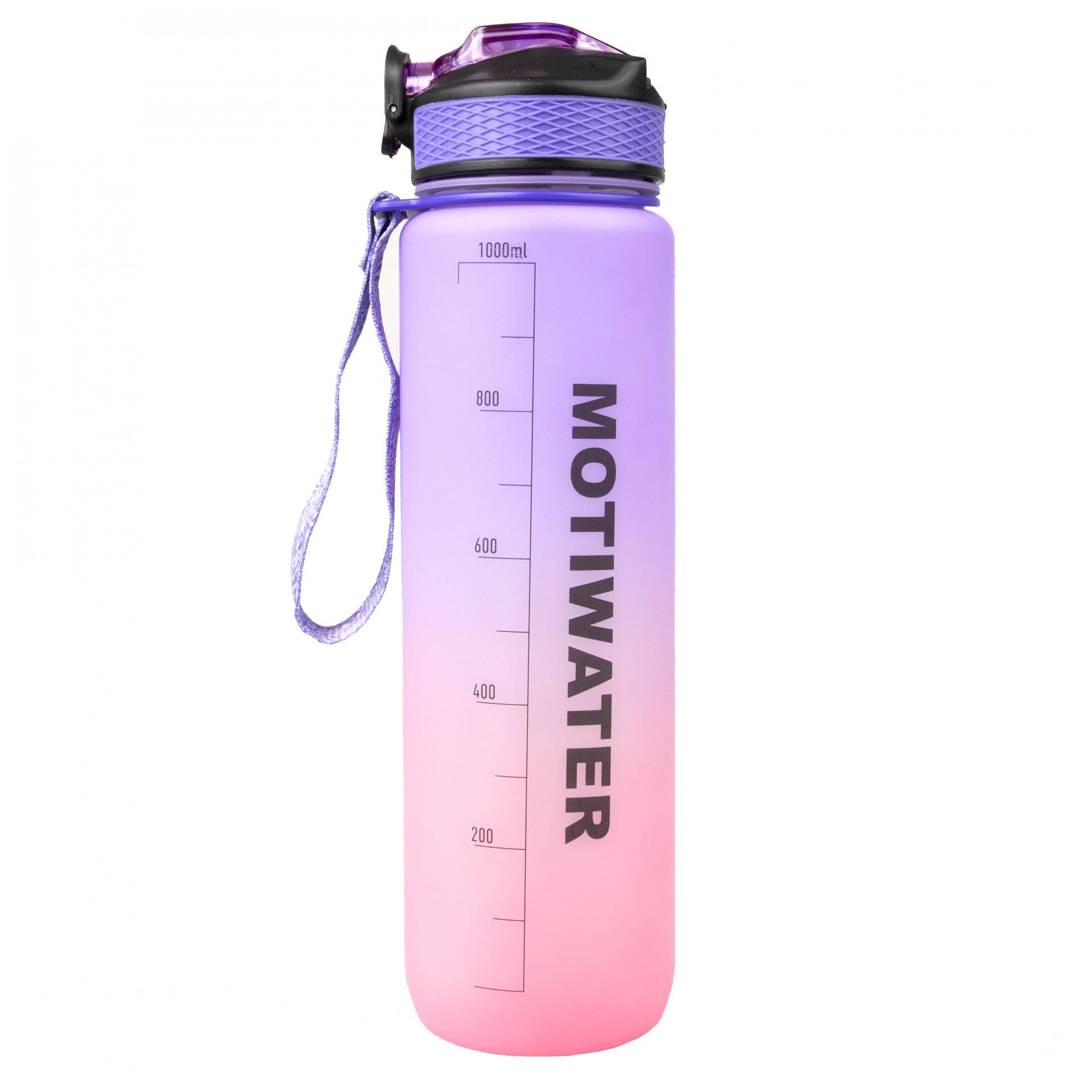 Motivierende Trinkflasche "MOTIWATER" - Variante: Violett / Rosé